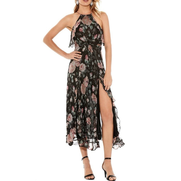 Zimmerman Master Flute Silk Dress Size:1(US:4) Ruffle GoldThread Front Slit $750